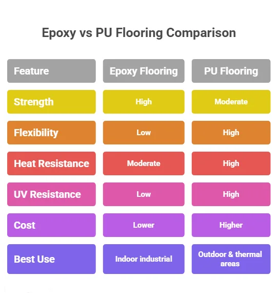 Epoxy vs PU Flooring Comparison Table