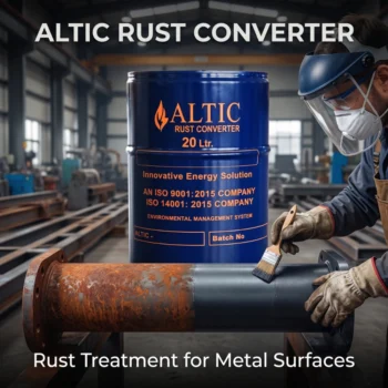 ALTIC RUST CONVERTER is a surface treatment solution designed to help convert and stabilize rust on suitable ferrous metal surfaces before the application of primers and protective coatings. It supports industrial maintenance and refurbishment work where removing every trace of surface rust through mechanical preparation may be difficult.